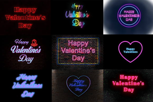 Download Valentines Day Text Neon Glow Effect - Valentines Collection