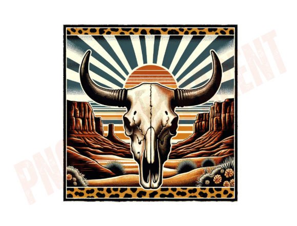 Download Vintage Western Cow Skull T-Shirt Design - Premium Resources