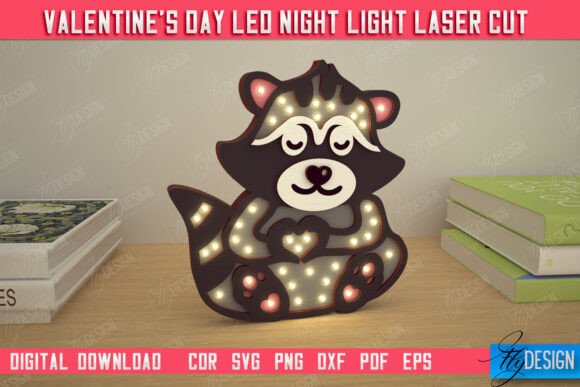 Download Valentine's Day Layered Led Lamp|Raccoon - Valentine Collection